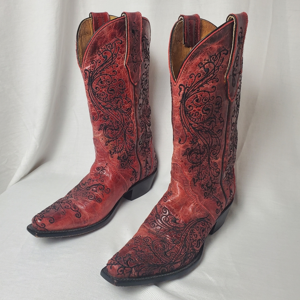 Sterling River Red Embroidered Cowboy Boots Women's Size 8